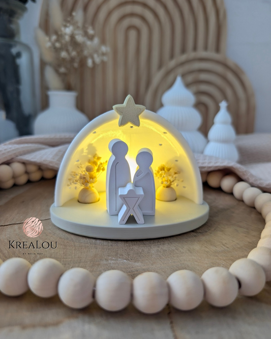 Mini-Krippe mit Licht