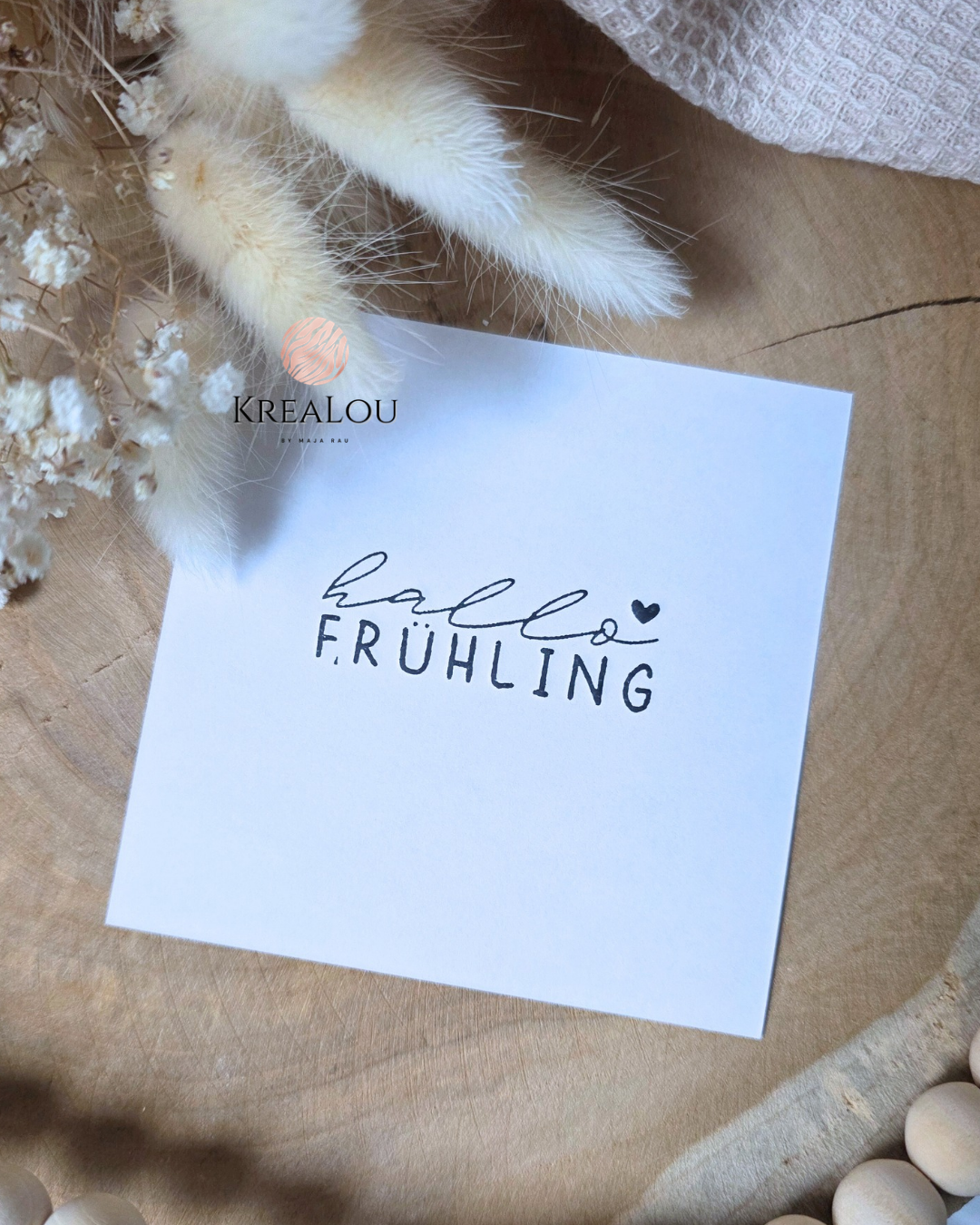 Stempel „hallo Frühling" mit Herz