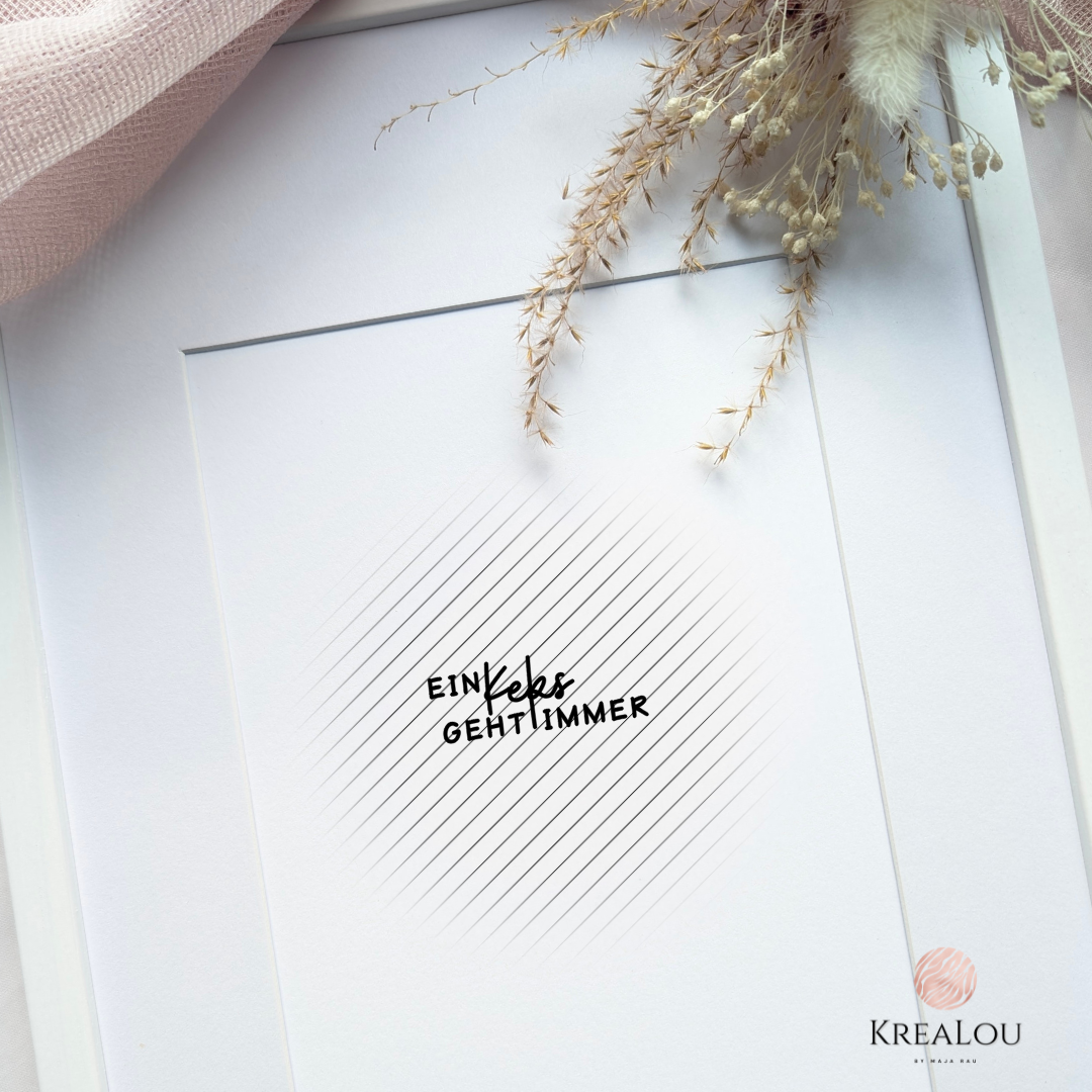 Handgemachter Stempel ‚Ein Keks geht immer‘ von KreaLou – ideal zum Verzieren von Plätzchentüten, Verpackungen und kleinen Geschenken.“