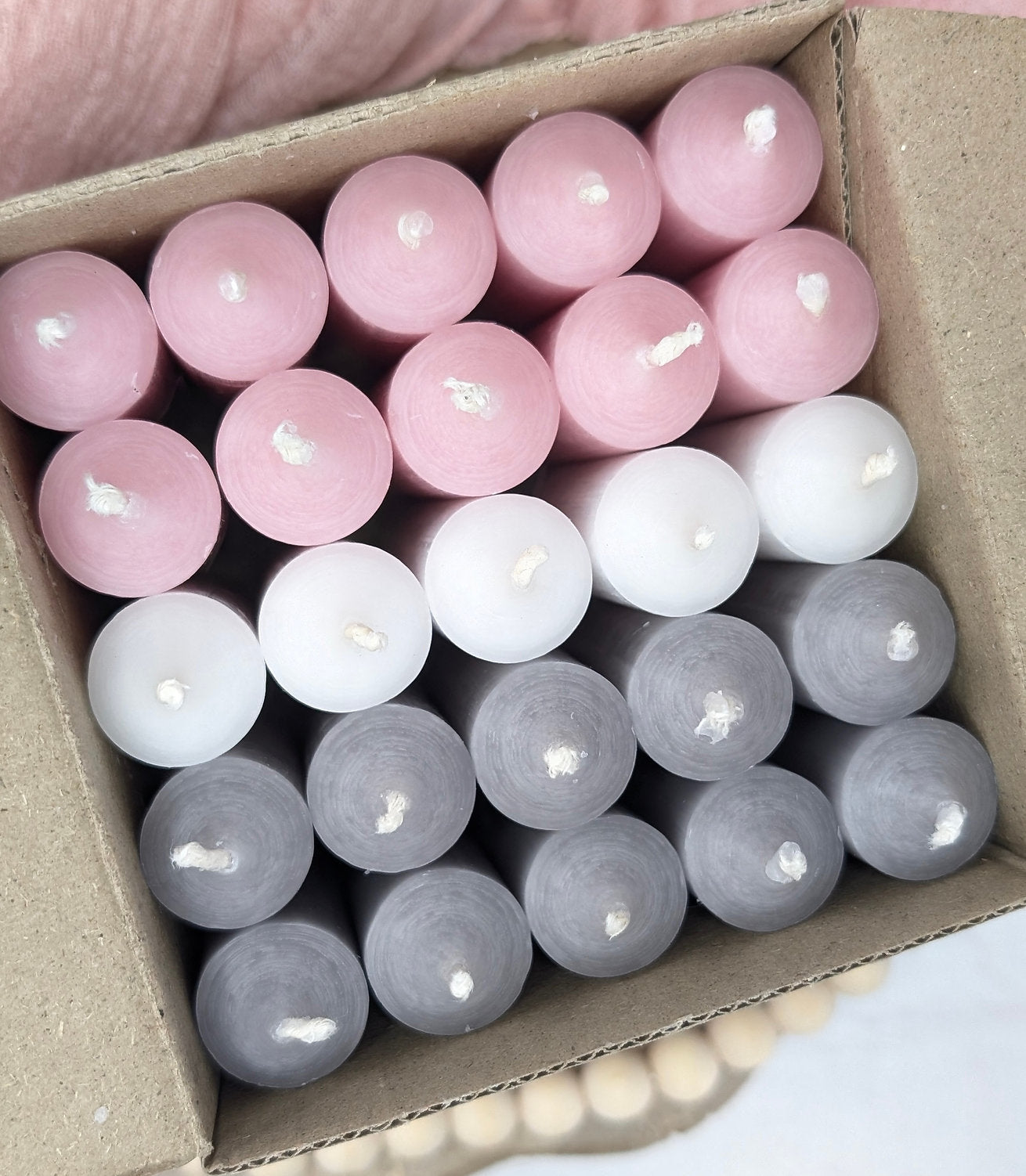 Stabkerzen 100x22 mm Set "Powdered Dream" | 25 Stück