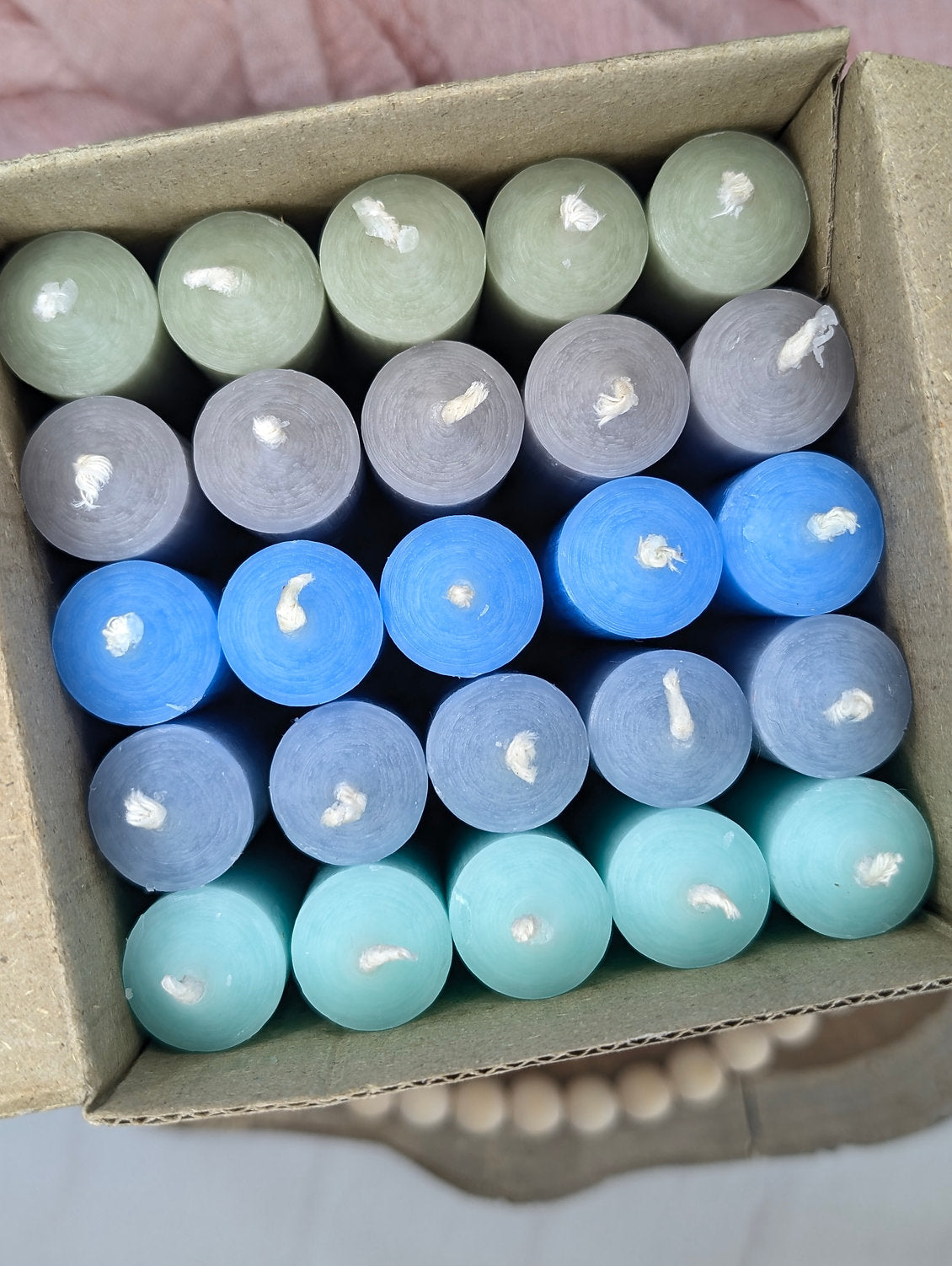 Stabkerzen 180x22 mm Set "Sky Breeze" | 25 Stück