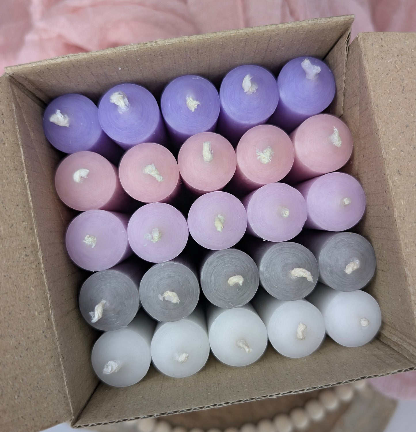 Stabkerzen 180x22 mm Set "Soft Bloom" | 25 Stück