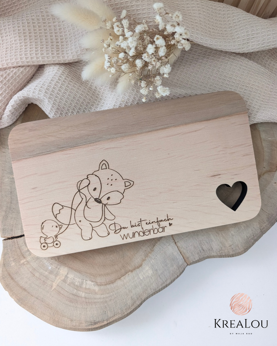 Frühstücksbrett - Fuchs mit Ente "Du bist einfach wunderbar"