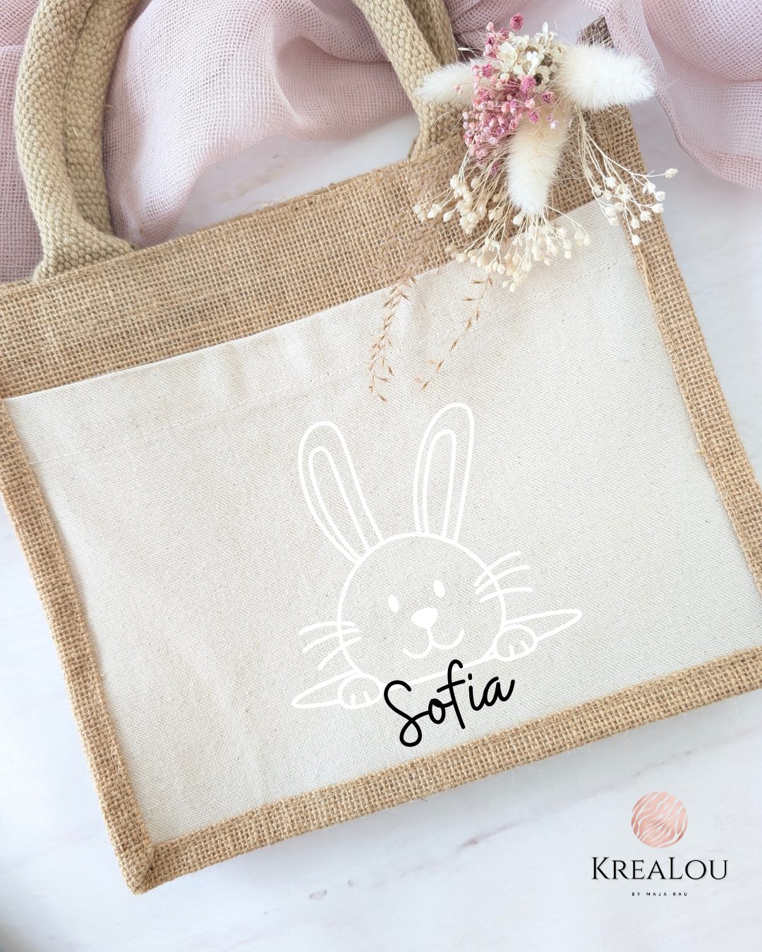 Personalisierte Jutetasche "Hasi"