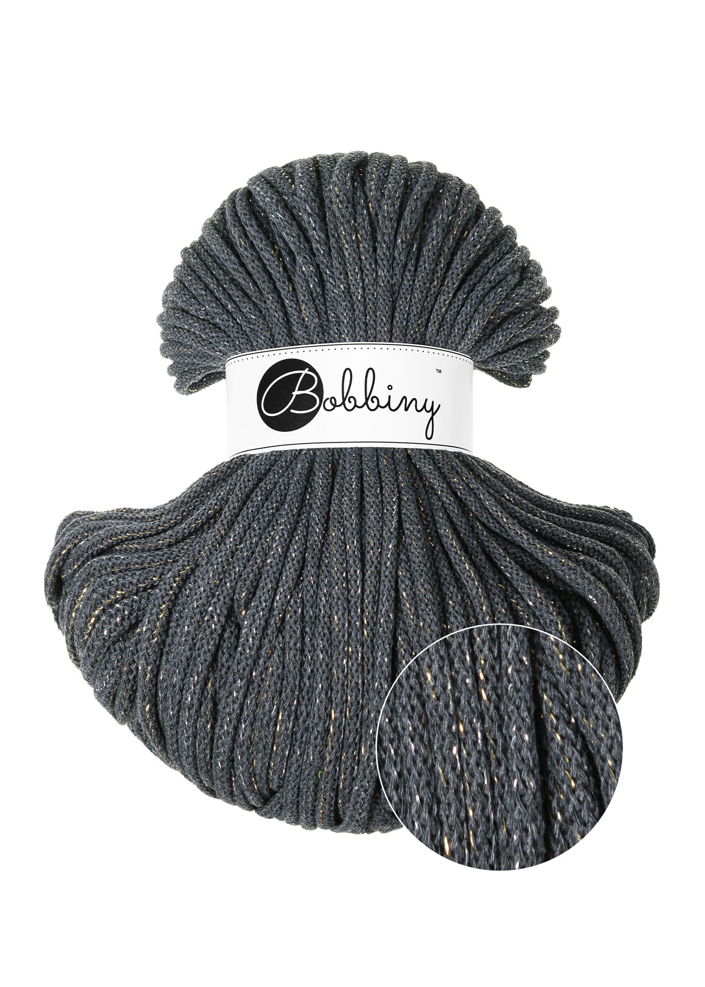 Bobbiny Premium Kordel 5mm x 100 Meter SHINY CHARCOAL