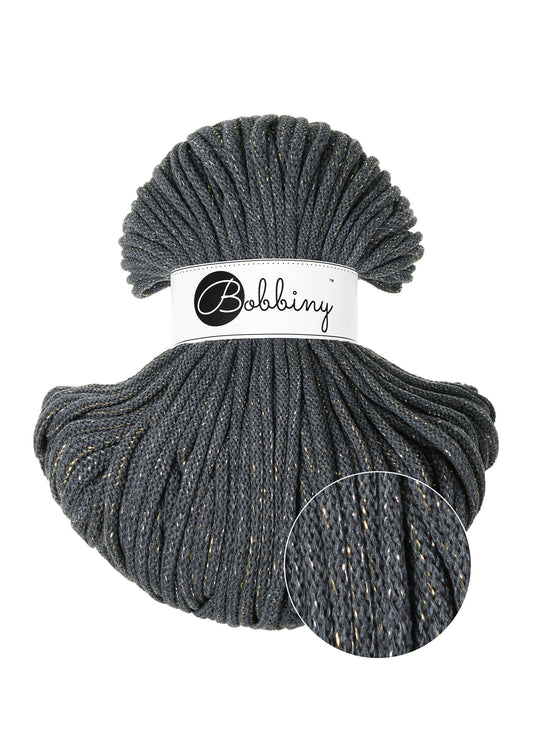 Bobbiny Premium Kordel 5mm x 100 Meter SHINY CHARCOAL