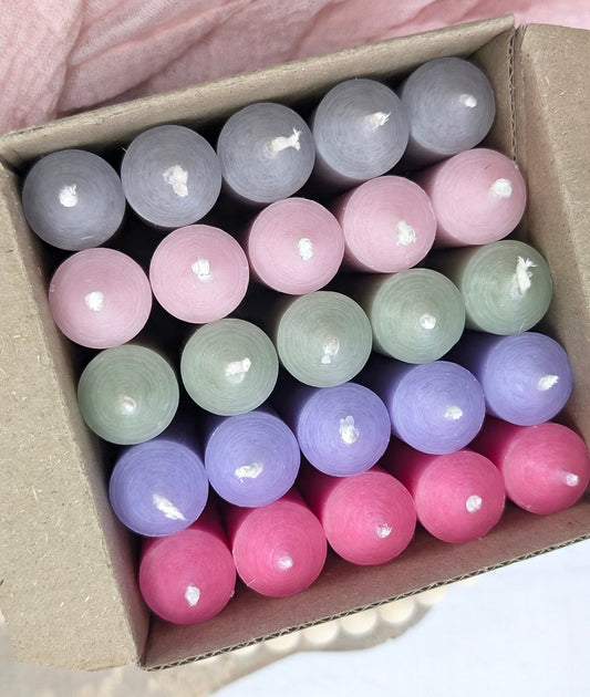 Stabkerzen 100x22 mm Set "Dreamy Blossom" | 25 Stück