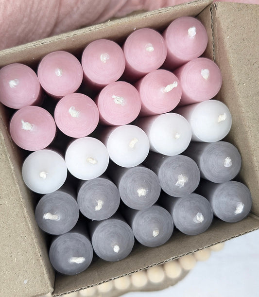 Stabkerzen 100x22 mm Set "Powdered Dream" | 25 Stück