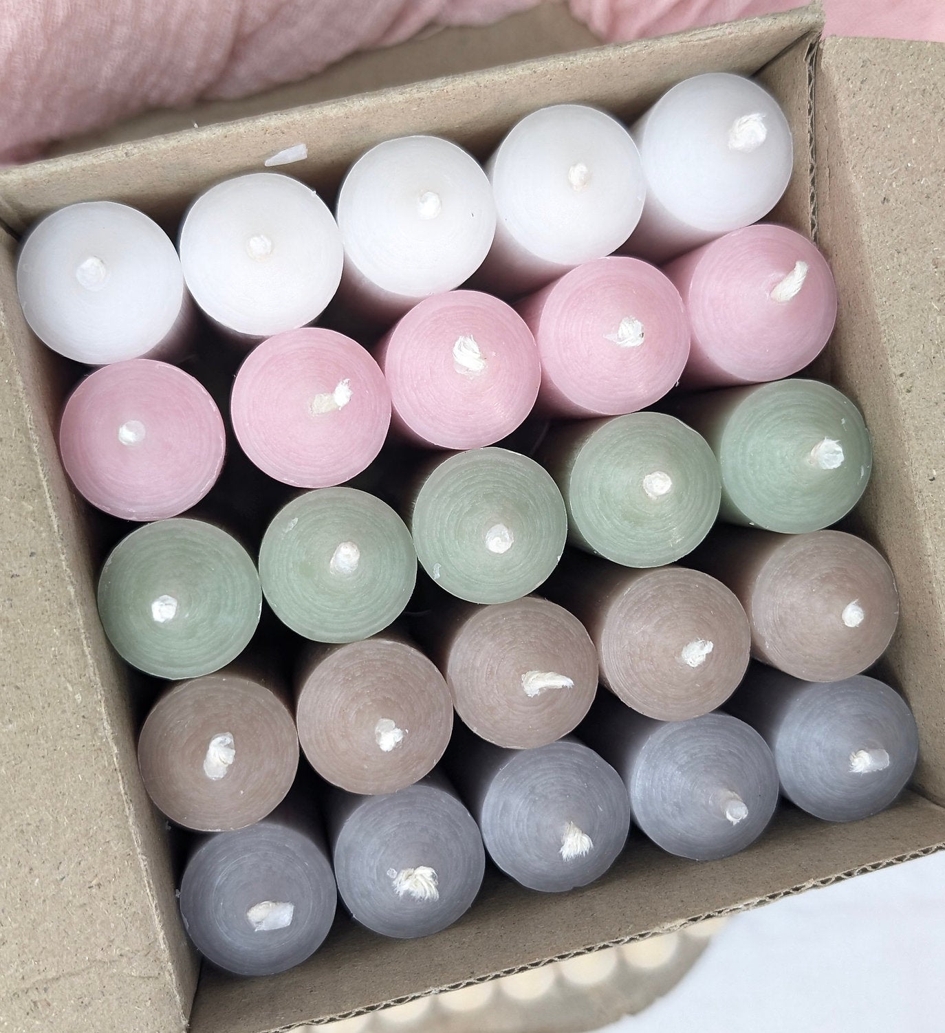 Stabkerzen 100x22 mm Set "Soft Whispers" | 25 Stück