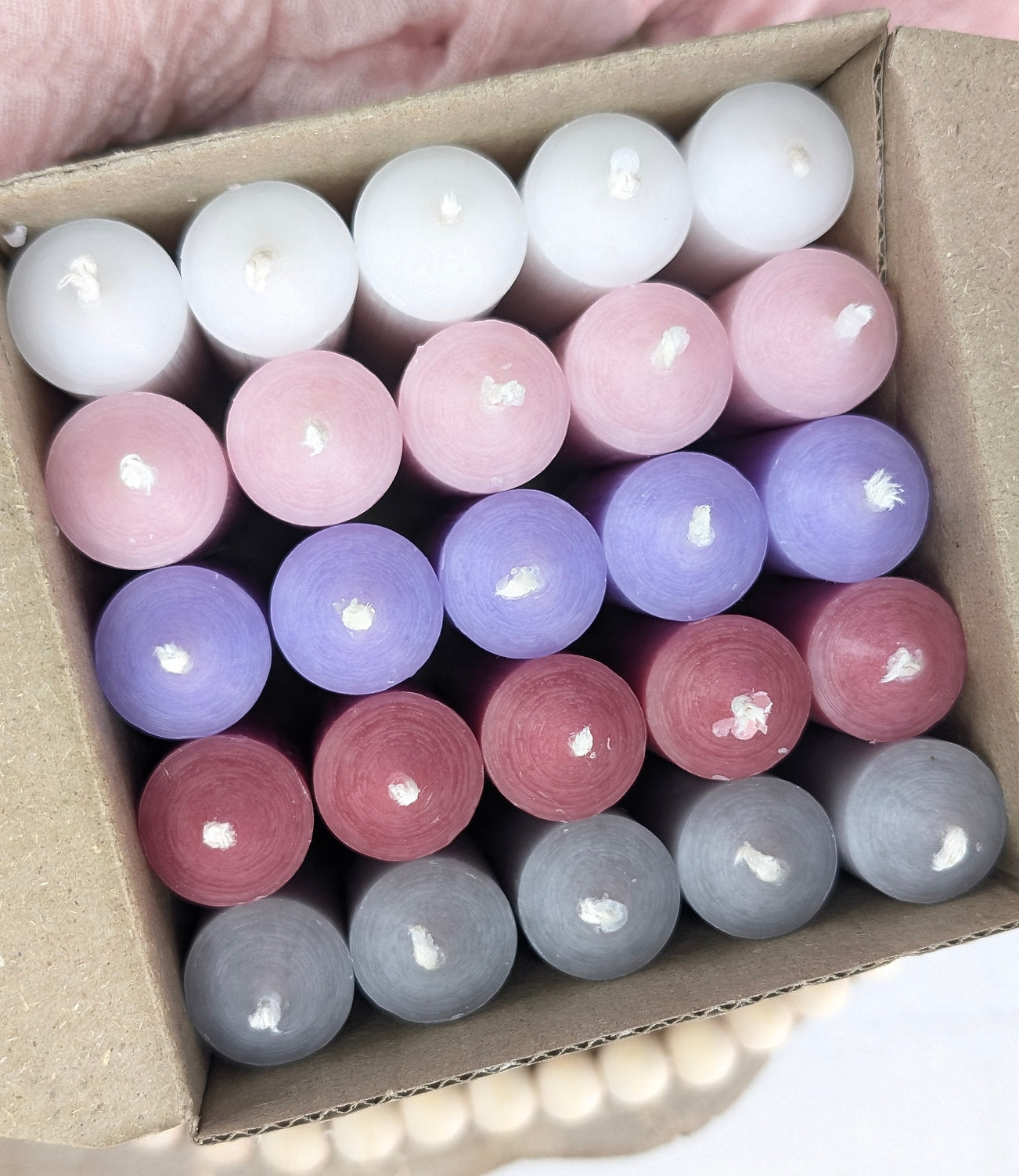 Stabkerzen 100x22 mm Set „Twilight Blossom“ | 25 Stück