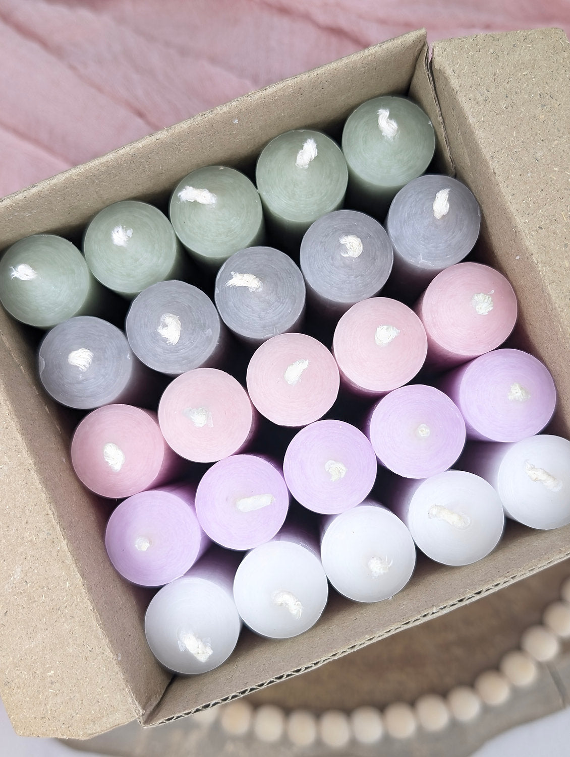 Stabkerzen 180x22 mm Set "Pastell Harmony" | 25 Stück